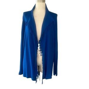 Chicos Royal Blue Open Front Cardigan Tassel Detail Women’s 3 16/18